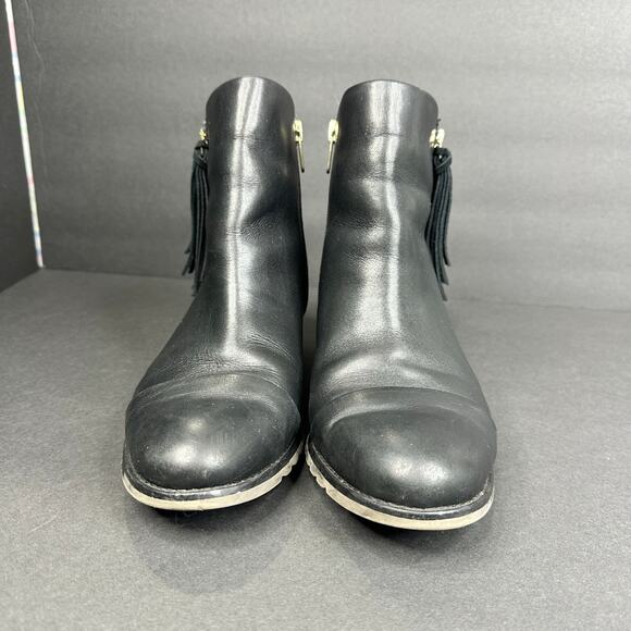 Pikolino Womens size 40 9 9.5 Andorra Black Leather Tassel Ankle Boots Side Zip - Picture 3 of 11